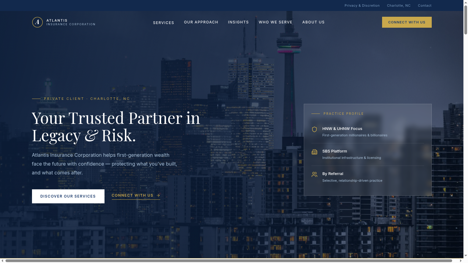Atlantis Insurance Corporation — homepage above the fold